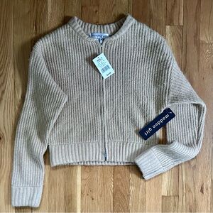NWT Madden Girl Beige Zip-Up Cardigan
